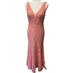 Ever Pretty Plunge V-Neck Maxi Mermaid Lace Dress Gown Sz 12 Romantic Formal